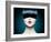 High Fashion Model Girl Portrait with Trendy Fringe Hair Style and Red Heart Lips Makeup. Long Blac-Subbotina Anna-Framed Photographic Print