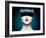 High Fashion Model Girl Portrait with Trendy Fringe Hair Style and Red Heart Lips Makeup. Long Blac-Subbotina Anna-Framed Photographic Print