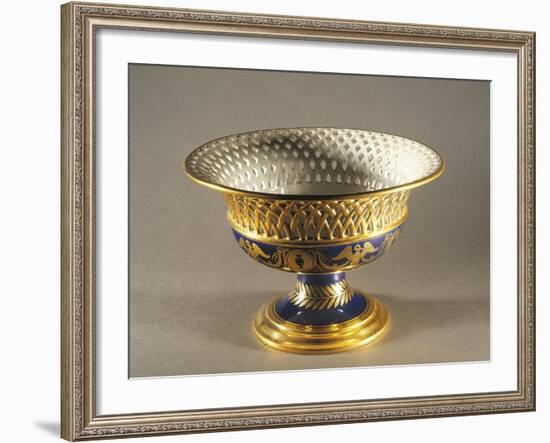 High-Footed Basket Centerpiece from Service of Grand Duchess Elisa Baciocchi, Porcelain, 1809-1810-null-Framed Giclee Print