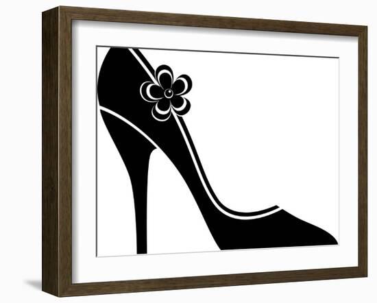 High Heel Shoes (Silhouette)-jara3000-Framed Art Print