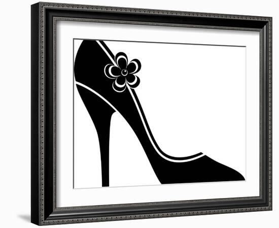 High Heel Shoes (Silhouette)-jara3000-Framed Art Print