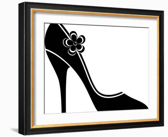 High Heel Shoes (Silhouette)-jara3000-Framed Art Print