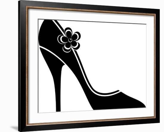 High Heel Shoes (Silhouette)-jara3000-Framed Art Print