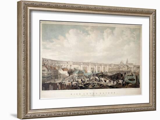 High Level Bridge, Newcastle Upon Tyne, Engraved by George Hawkins (1819-52)-John Wilson Carmichael-Framed Giclee Print