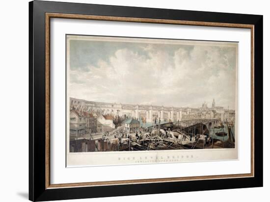 High Level Bridge, Newcastle Upon Tyne, Engraved by George Hawkins (1819-52)-John Wilson Carmichael-Framed Giclee Print