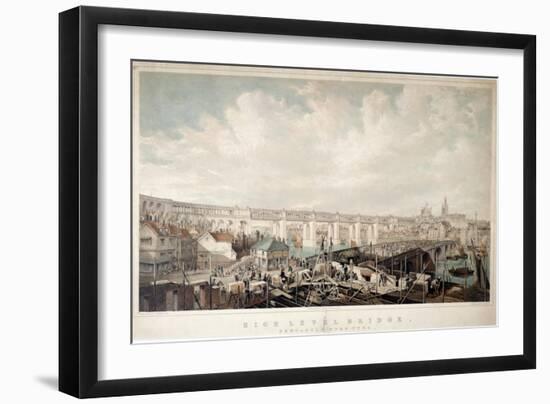 High Level Bridge, Newcastle Upon Tyne, Engraved by George Hawkins (1819-52)-John Wilson Carmichael-Framed Giclee Print