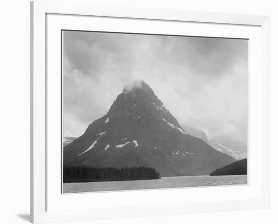 High Lone Mountain Peak Lake In Foreground "Two Medicine Lake. Glacier NP" Montana. 1933-1942-Ansel Adams-Framed Art Print