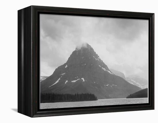 High Lone Mountain Peak Lake In Foreground "Two Medicine Lake. Glacier NP" Montana. 1933-1942-Ansel Adams-Framed Stretched Canvas