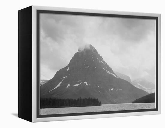 High Lone Mountain Peak Lake In Foreground "Two Medicine Lake. Glacier NP" Montana. 1933-1942-Ansel Adams-Framed Stretched Canvas