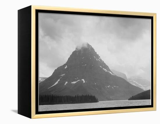 High Lone Mountain Peak Lake In Foreground "Two Medicine Lake. Glacier NP" Montana. 1933-1942-Ansel Adams-Framed Stretched Canvas