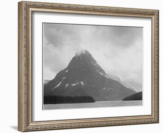 High Lone Mountain Peak Lake In Foreground "Two Medicine Lake. Glacier NP" Montana. 1933-1942-Ansel Adams-Framed Art Print