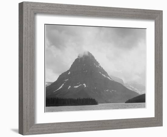 High Lone Mountain Peak Lake In Foreground "Two Medicine Lake. Glacier NP" Montana. 1933-1942-Ansel Adams-Framed Art Print