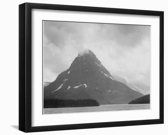 High Lone Mountain Peak Lake In Foreground "Two Medicine Lake. Glacier NP" Montana. 1933-1942-Ansel Adams-Framed Art Print