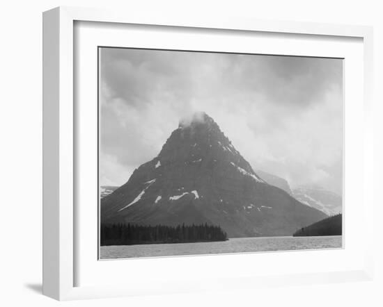 High Lone Mountain Peak Lake In Foreground "Two Medicine Lake. Glacier NP" Montana. 1933-1942-Ansel Adams-Framed Art Print