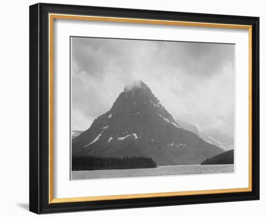 High Lone Mountain Peak Lake In Foreground "Two Medicine Lake. Glacier NP" Montana. 1933-1942-Ansel Adams-Framed Art Print