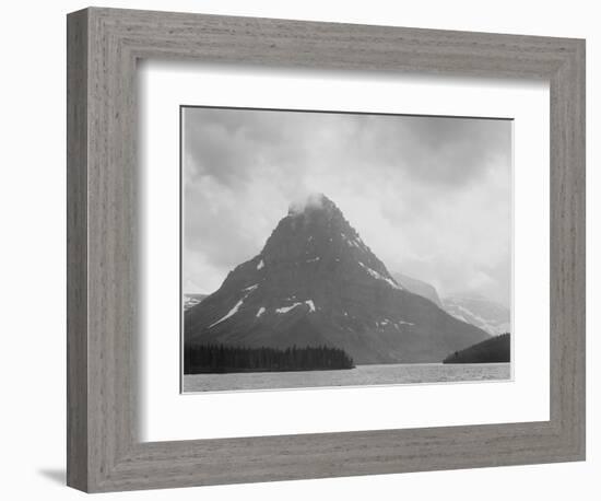 High Lone Mountain Peak Lake In Foreground "Two Medicine Lake. Glacier NP" Montana. 1933-1942-Ansel Adams-Framed Premium Giclee Print