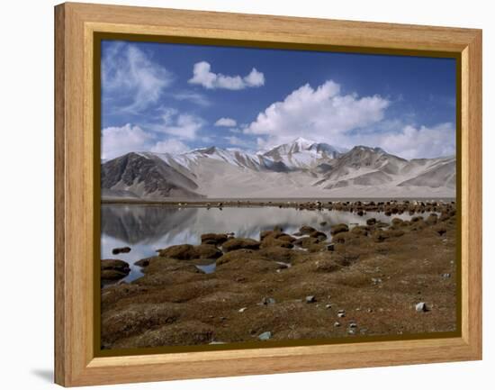 High Mountain Lake and Mountain Peaks, Beside the Karakoram Highway, China-Alison Wright-Framed Premier Image Canvas