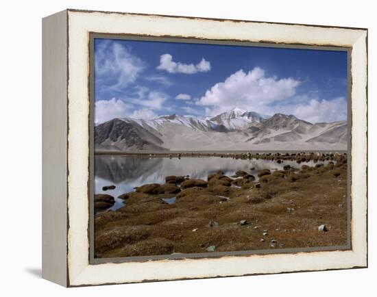 High Mountain Lake and Mountain Peaks, Beside the Karakoram Highway, China-Alison Wright-Framed Premier Image Canvas