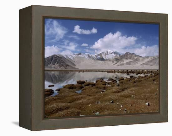 High Mountain Lake and Mountain Peaks, Beside the Karakoram Highway, China-Alison Wright-Framed Premier Image Canvas