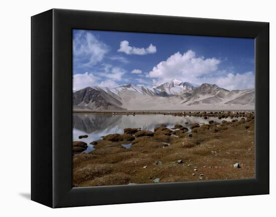 High Mountain Lake and Mountain Peaks, Beside the Karakoram Highway, China-Alison Wright-Framed Premier Image Canvas