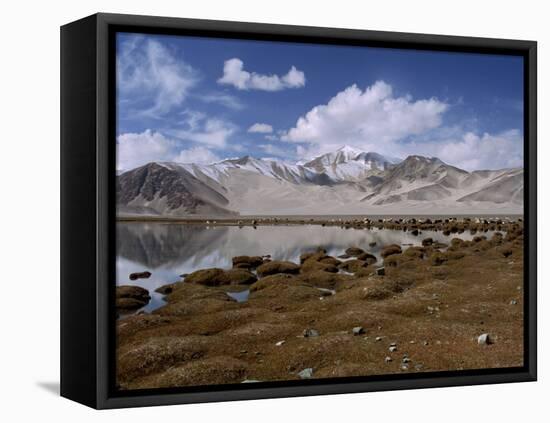 High Mountain Lake and Mountain Peaks, Beside the Karakoram Highway, China-Alison Wright-Framed Premier Image Canvas
