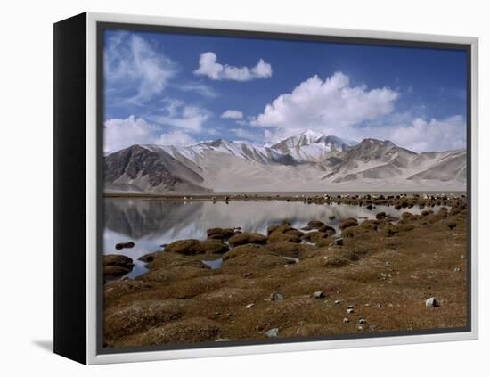 High Mountain Lake and Mountain Peaks, Beside the Karakoram Highway, China-Alison Wright-Framed Premier Image Canvas