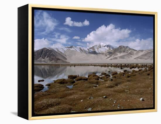 High Mountain Lake and Mountain Peaks, Beside the Karakoram Highway, China-Alison Wright-Framed Premier Image Canvas