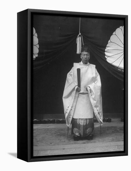 High Priest Matsutaro Suzuki Standing Outside Inari Shrine-Dmitri Kessel-Framed Premier Image Canvas