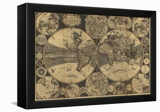 High-Quality Antique Map-megastocker-Framed Stretched Canvas