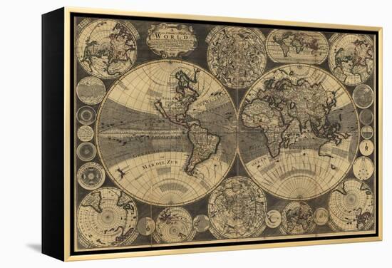 High-Quality Antique Map-megastocker-Framed Stretched Canvas