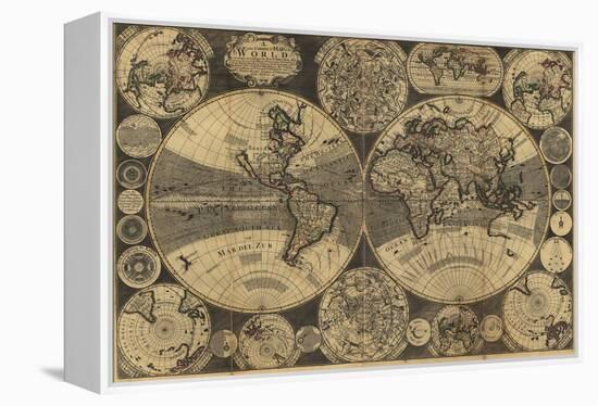 High-Quality Antique Map-megastocker-Framed Stretched Canvas