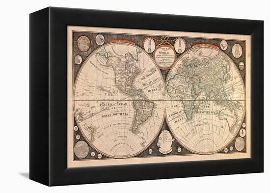 High-Quality Antique Map-megastocker-Framed Stretched Canvas