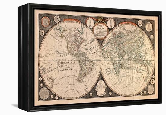 High-Quality Antique Map-megastocker-Framed Stretched Canvas