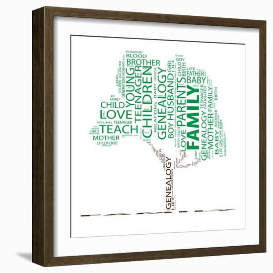 High Resolution Concept Or Conceptual Green Text Word Cloud Or Tagcloud As A Tree Isolated-bestdesign36-Framed Art Print