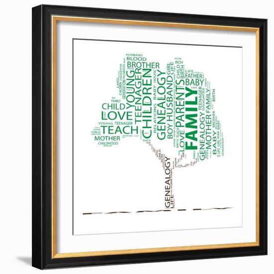 High Resolution Concept Or Conceptual Green Text Word Cloud Or Tagcloud As A Tree Isolated-bestdesign36-Framed Art Print
