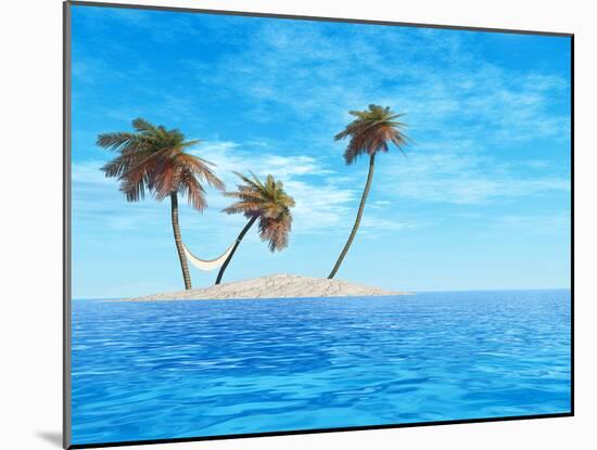 High Resolution Concept Or Conceptual Isolated Exotic Island With Palm Trees And Hammock-bestdesign36-Mounted Photographic Print
