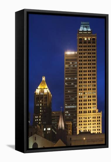 High-Rise Buildings, Art-Deco District at Dusk, Tulsa, Oklahoma, USA-Walter Bibikow-Framed Premier Image Canvas