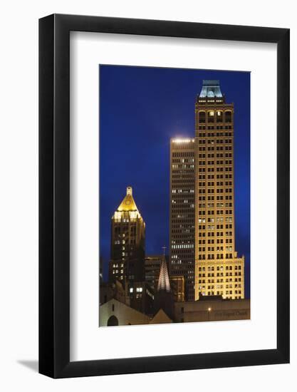 High-Rise Buildings, Art-Deco District at Dusk, Tulsa, Oklahoma, USA-Walter Bibikow-Framed Photographic Print