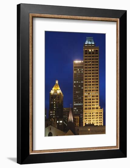 High-Rise Buildings, Art-Deco District at Dusk, Tulsa, Oklahoma, USA-Walter Bibikow-Framed Photographic Print