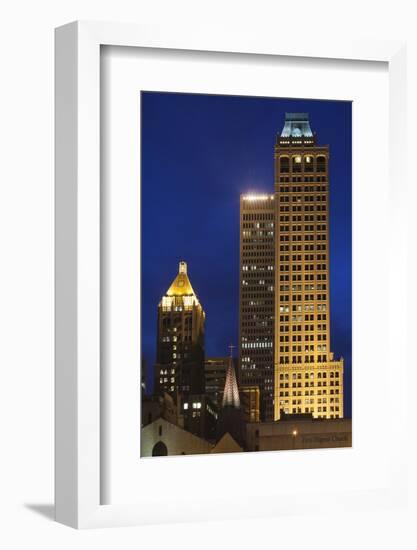 High-Rise Buildings, Art-Deco District at Dusk, Tulsa, Oklahoma, USA-Walter Bibikow-Framed Photographic Print