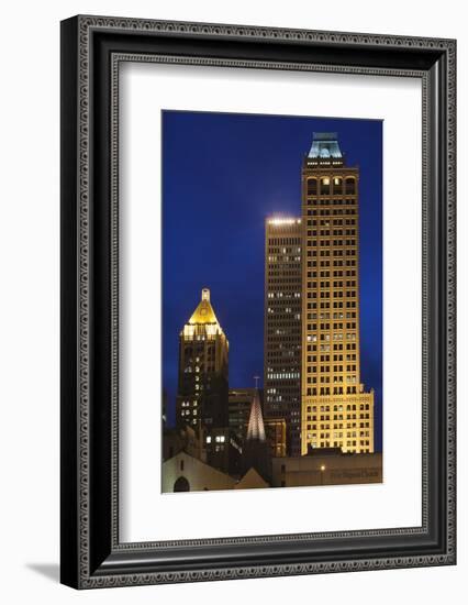 High-Rise Buildings, Art-Deco District at Dusk, Tulsa, Oklahoma, USA-Walter Bibikow-Framed Photographic Print