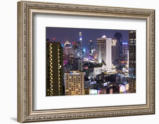 High Rise Buildings of Bangkok at Night from Rembrandt Hotel and Towers-Lee Frost-Framed Photographic Print