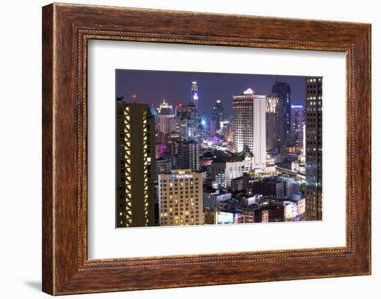 High Rise Buildings of Bangkok at Night from Rembrandt Hotel and Towers-Lee Frost-Framed Photographic Print