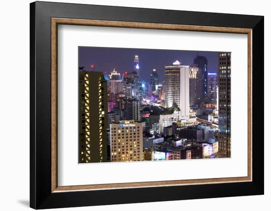 High Rise Buildings of Bangkok at Night from Rembrandt Hotel and Towers-Lee Frost-Framed Photographic Print