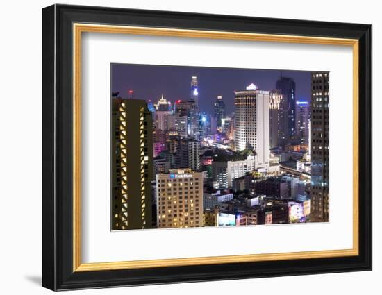 High Rise Buildings of Bangkok at Night from Rembrandt Hotel and Towers-Lee Frost-Framed Photographic Print