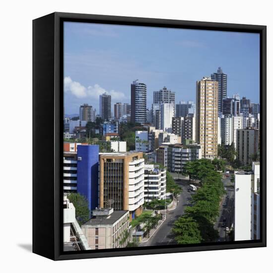 High Rise Buildings on the City Skyline of Salvador in Bahia State in Brazil, South America-Geoff Renner-Framed Premier Image Canvas