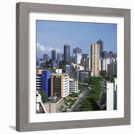 High Rise Buildings on the City Skyline of Salvador in Bahia State in Brazil, South America-Geoff Renner-Framed Photographic Print