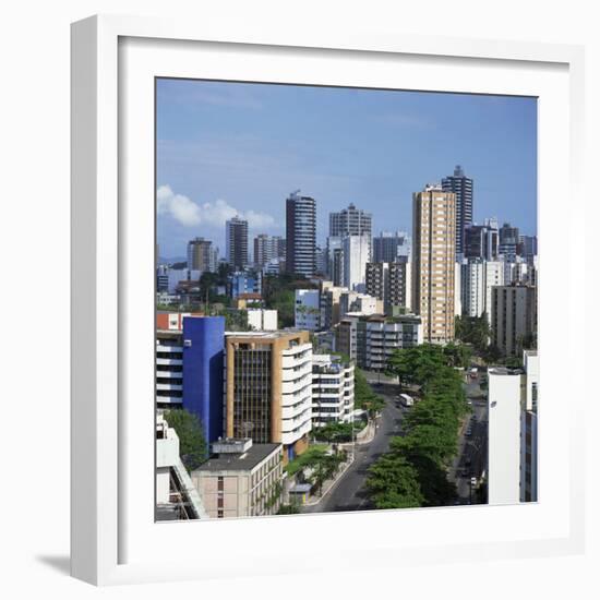 High Rise Buildings on the City Skyline of Salvador in Bahia State in Brazil, South America-Geoff Renner-Framed Photographic Print