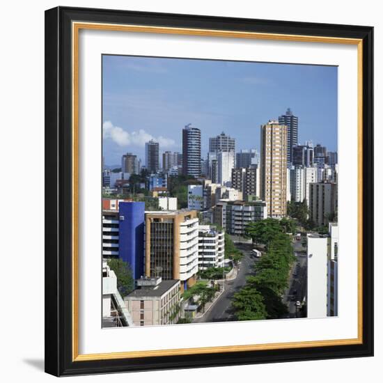 High Rise Buildings on the City Skyline of Salvador in Bahia State in Brazil, South America-Geoff Renner-Framed Photographic Print