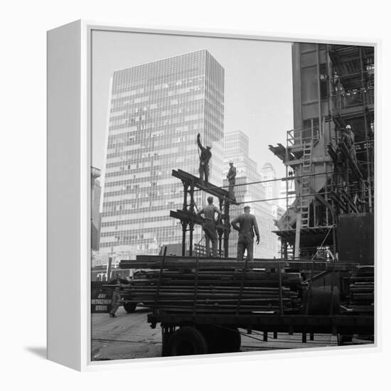 High Rise Construction of the Seagram Building on Park Avenue in Midtown-Margaret Bourke-White-Framed Premier Image Canvas